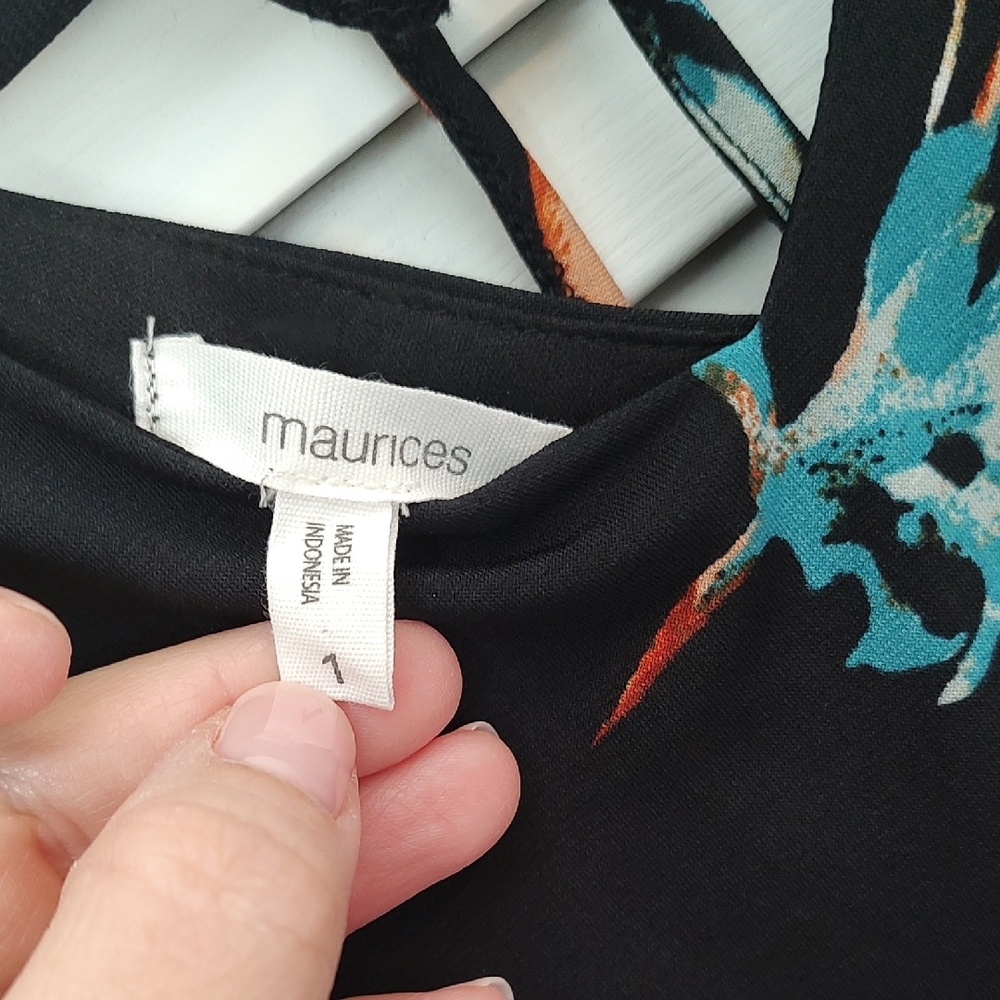 Maurices Black Dress with Orange Floral Pattern - Picture 2 of 3